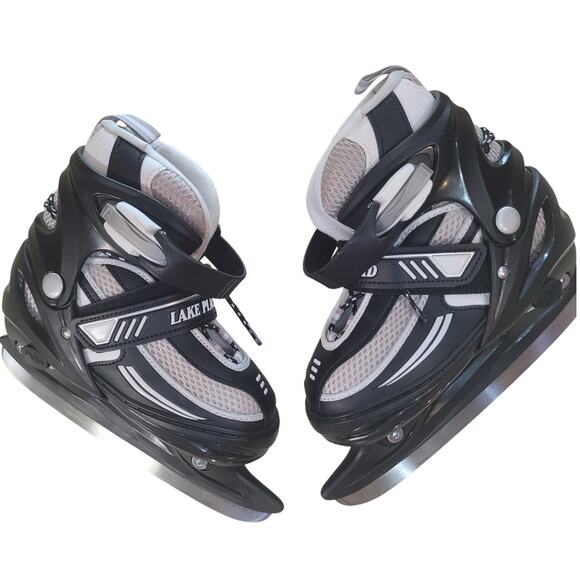 Lake Placid Boys Ice Skates Blk/wht Adjustable Med 1-4 - Picture 1 of 7